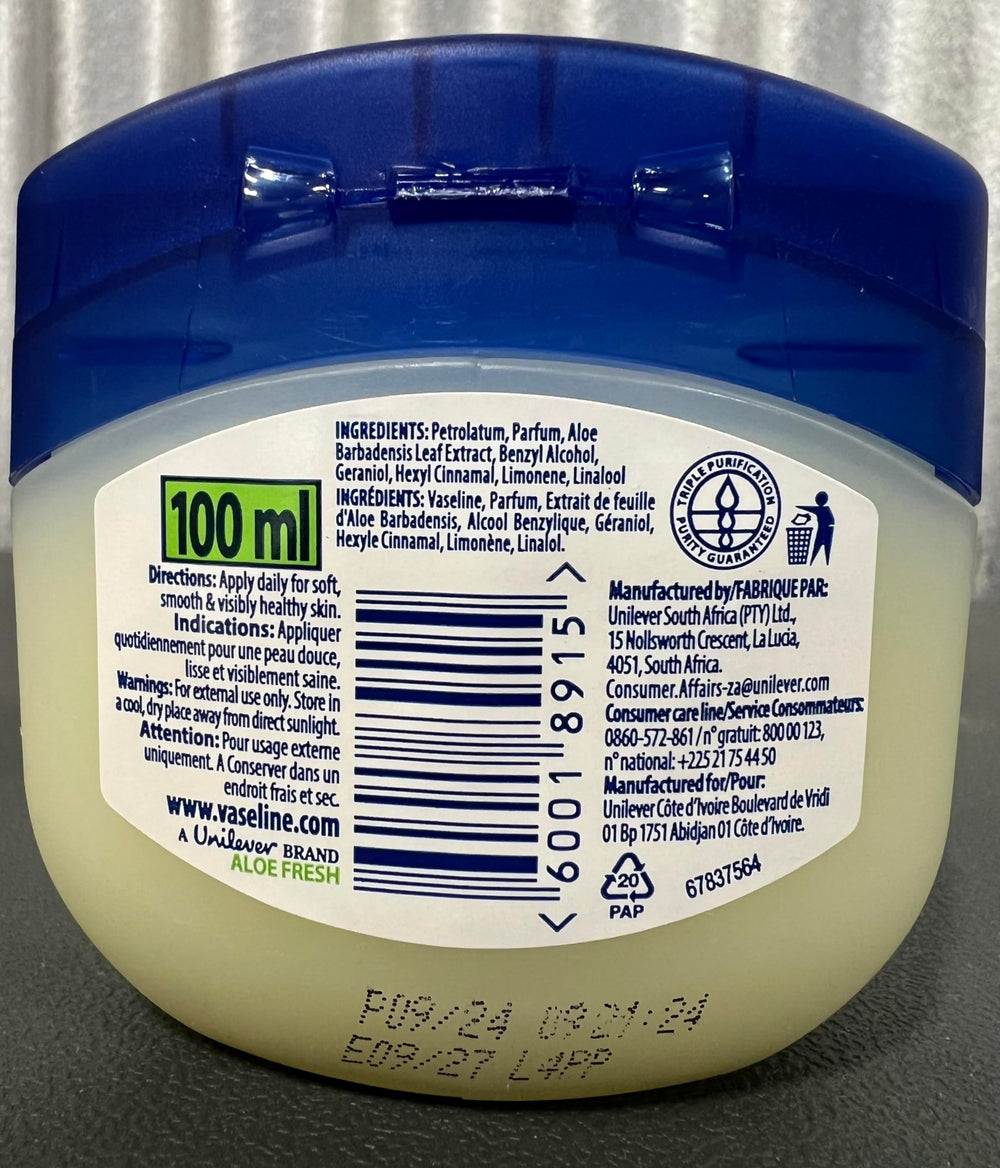 Vaseline Aloe Fresh cream application for daily moisturizing.
