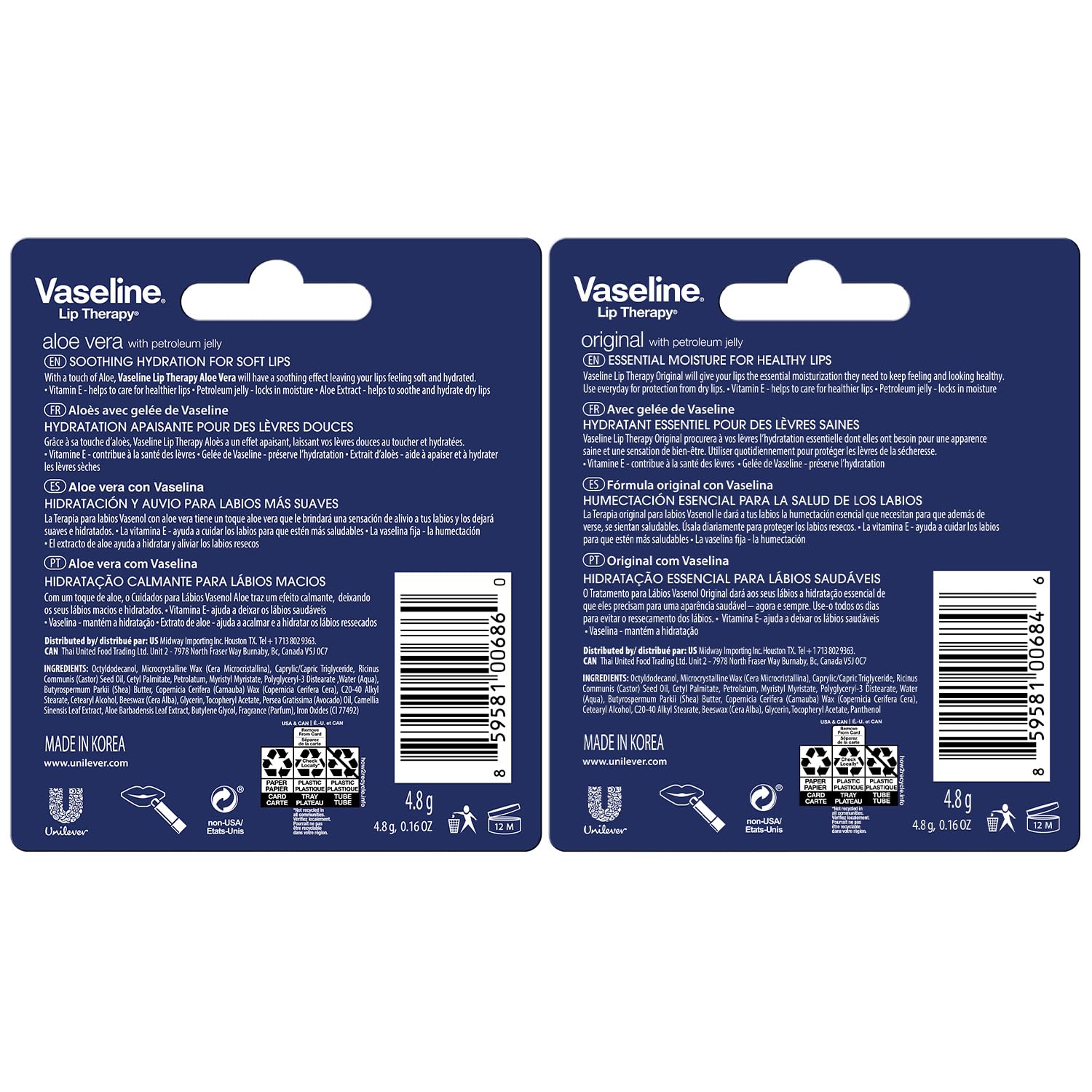 Vaseline Balsamo Labial Aloe Vera: hidratación rápida para labios
