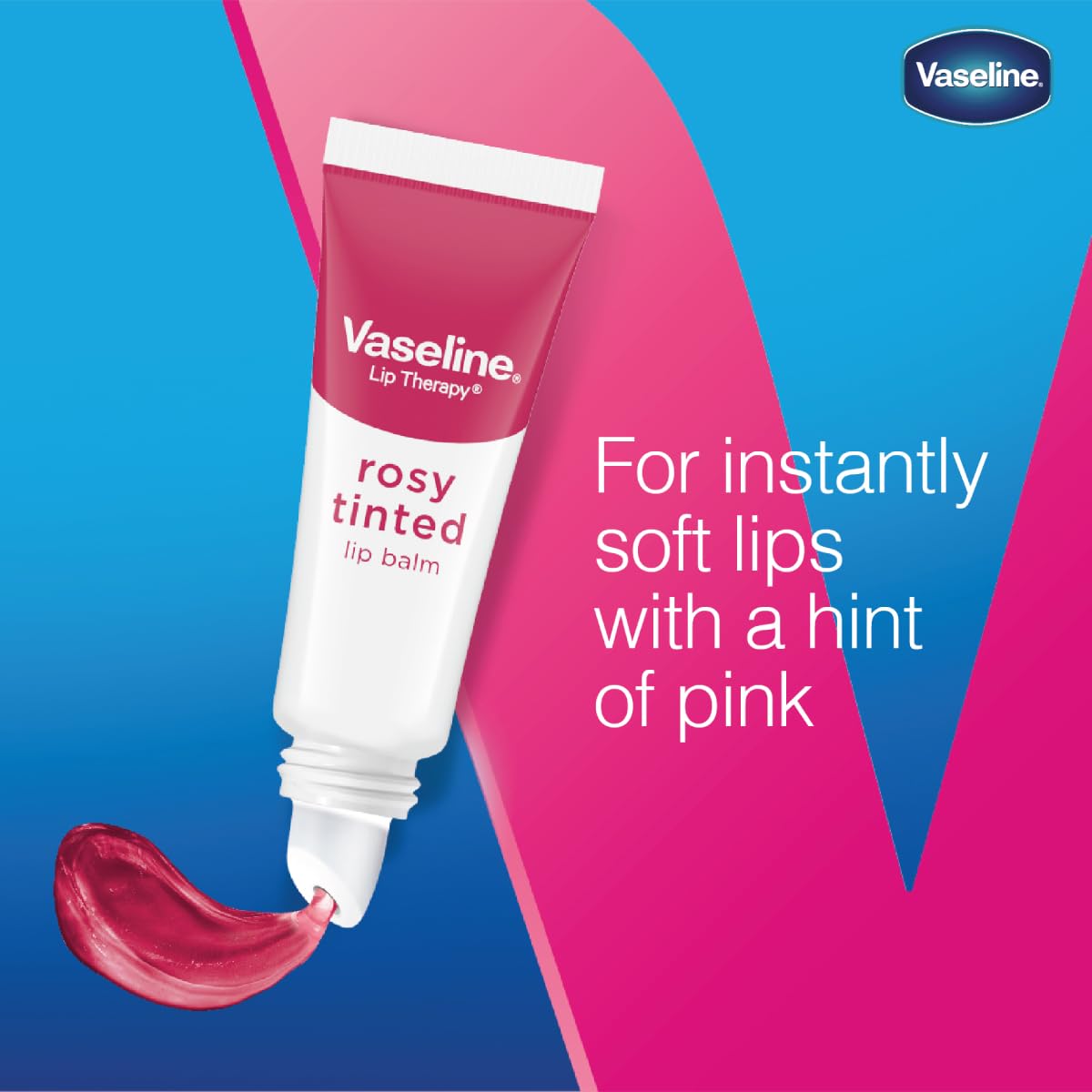 Efecto rosado sutil de Vaseline para labios con acabado natural