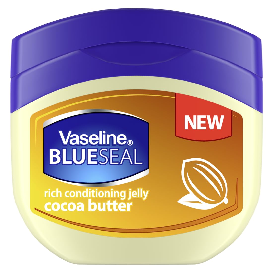 Vaseline Blueseal Cocoa Butter frente de la botella para hidratación suave