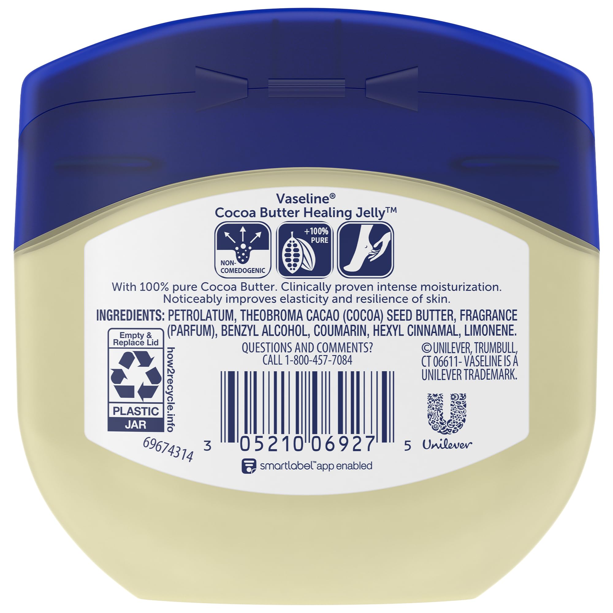 Textura sedosa de la jalea Vaseline Blueseal para piel áspera.