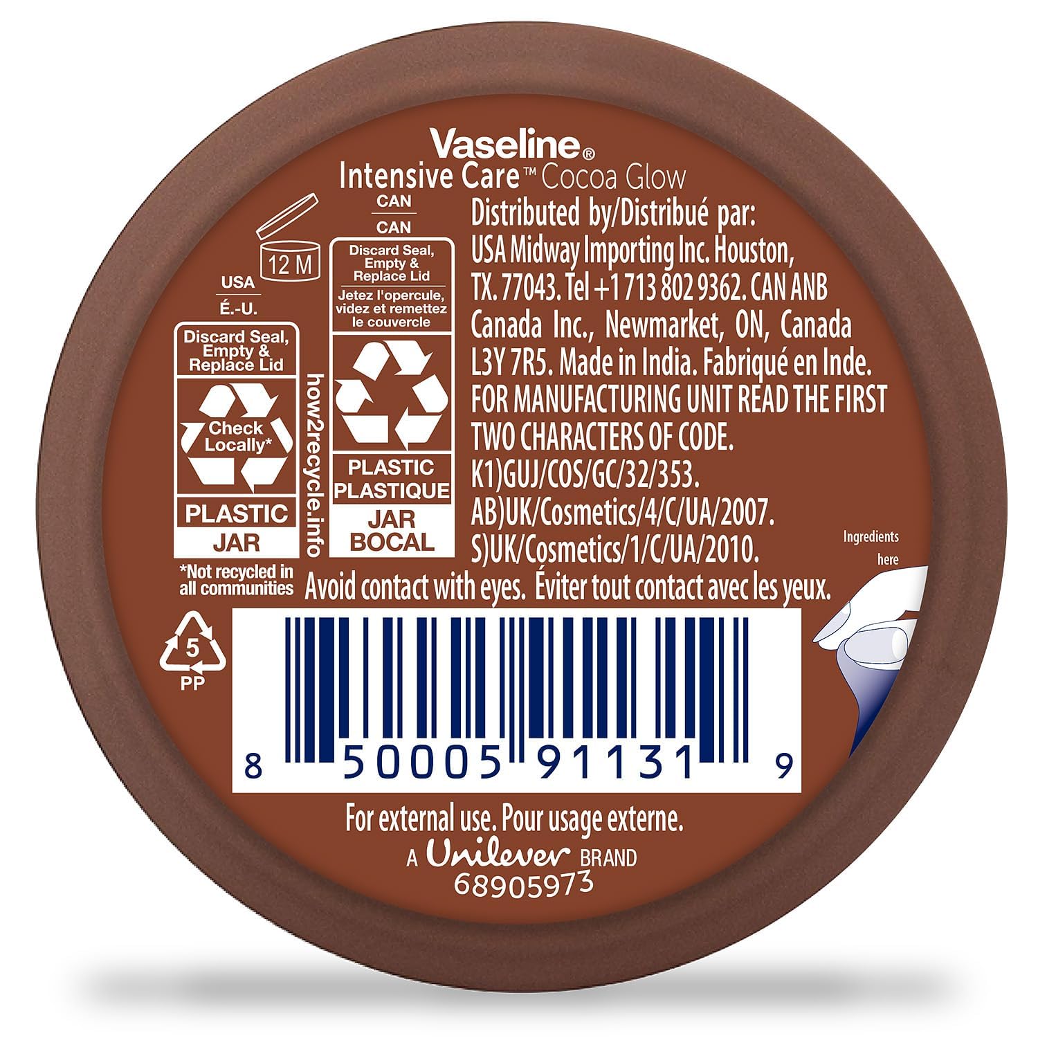 Crema corporal Vaseline Cocoa Glow con absorción rápida al aplicar.