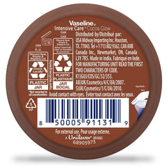 Crema corporal Vaseline Cocoa Glow con absorción rápida al aplicar.
