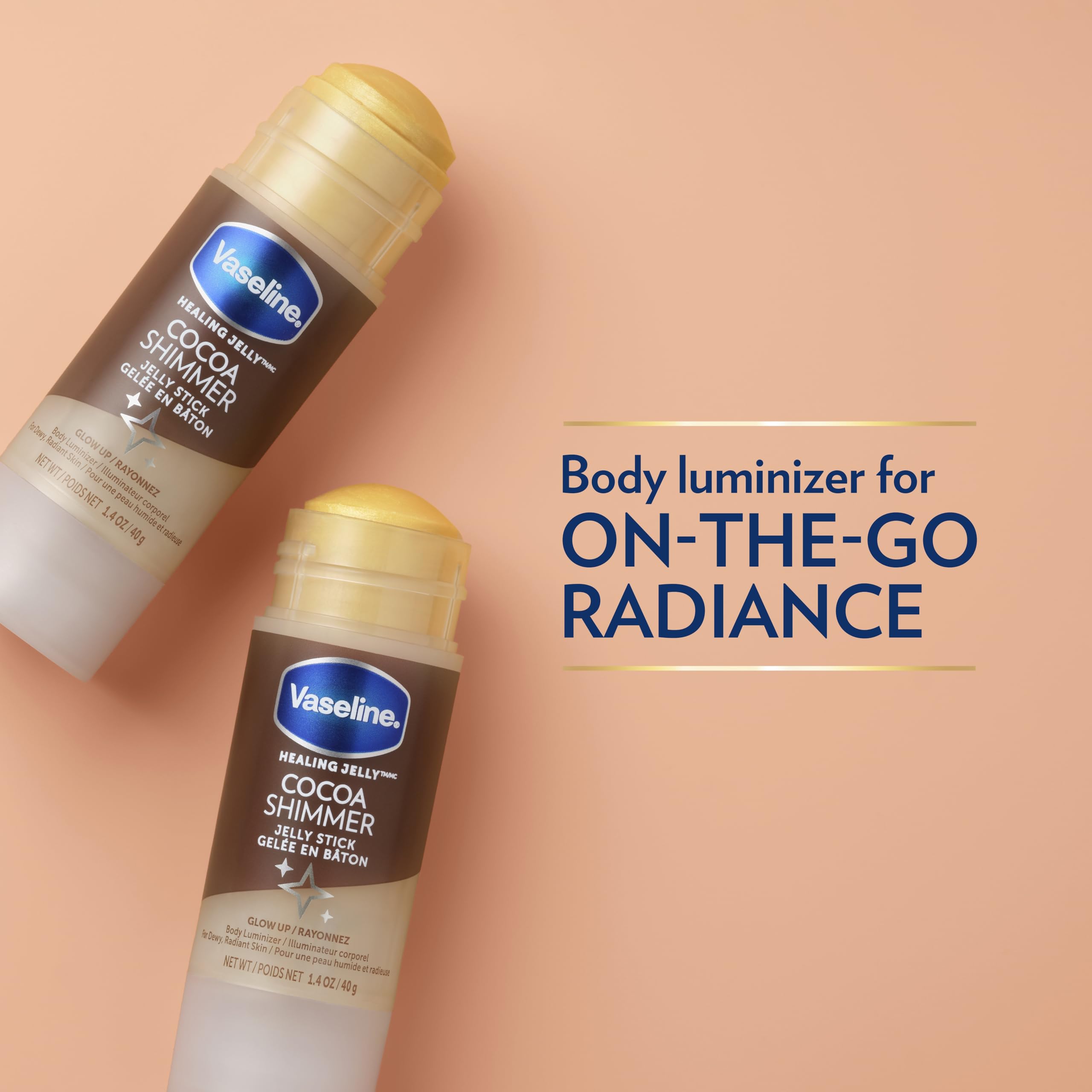 Vaseline Cocoa Shimmer Stick aplicación suave sin frotar