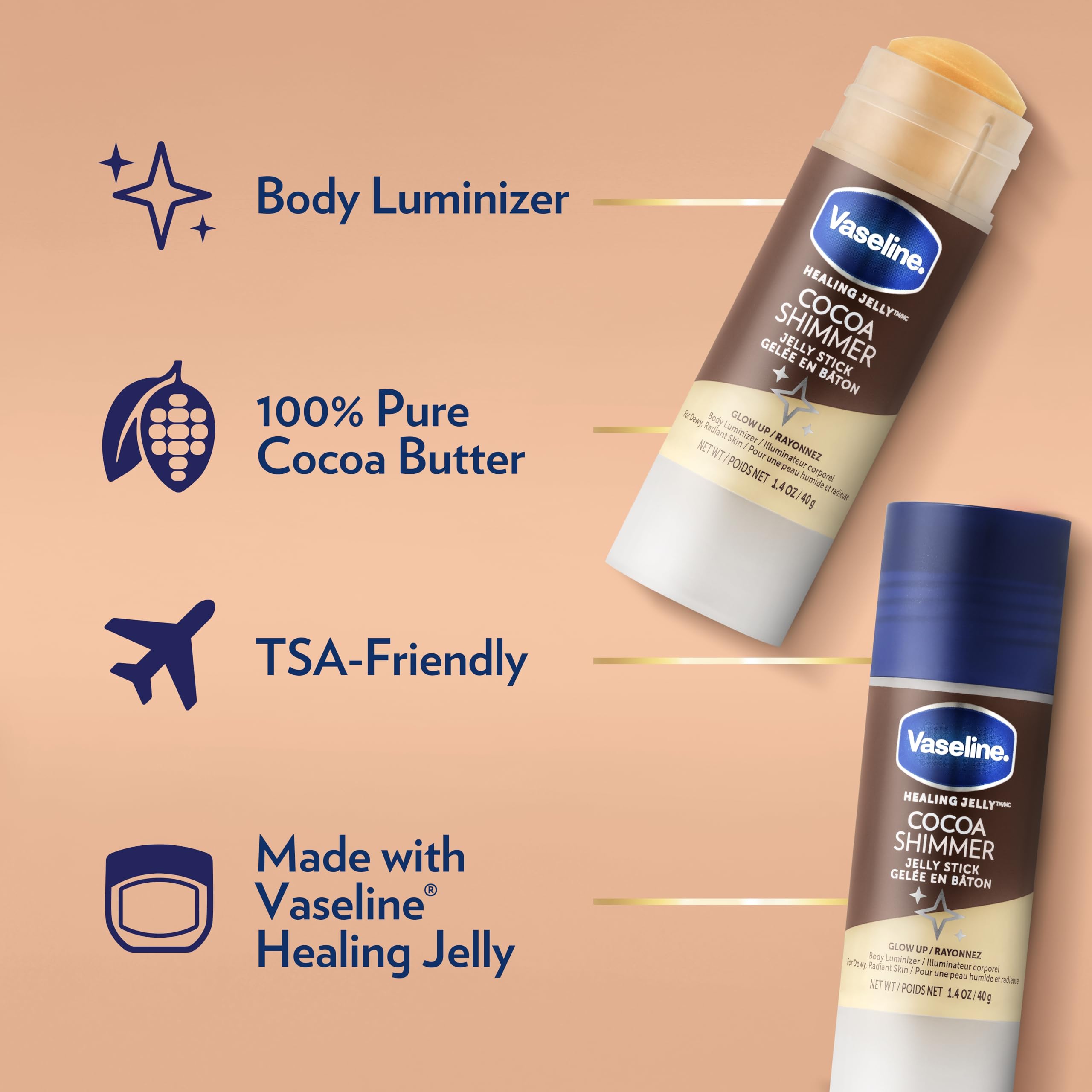 Vaseline Cocoa Shimmer Stick aroma a cacao para hidratación