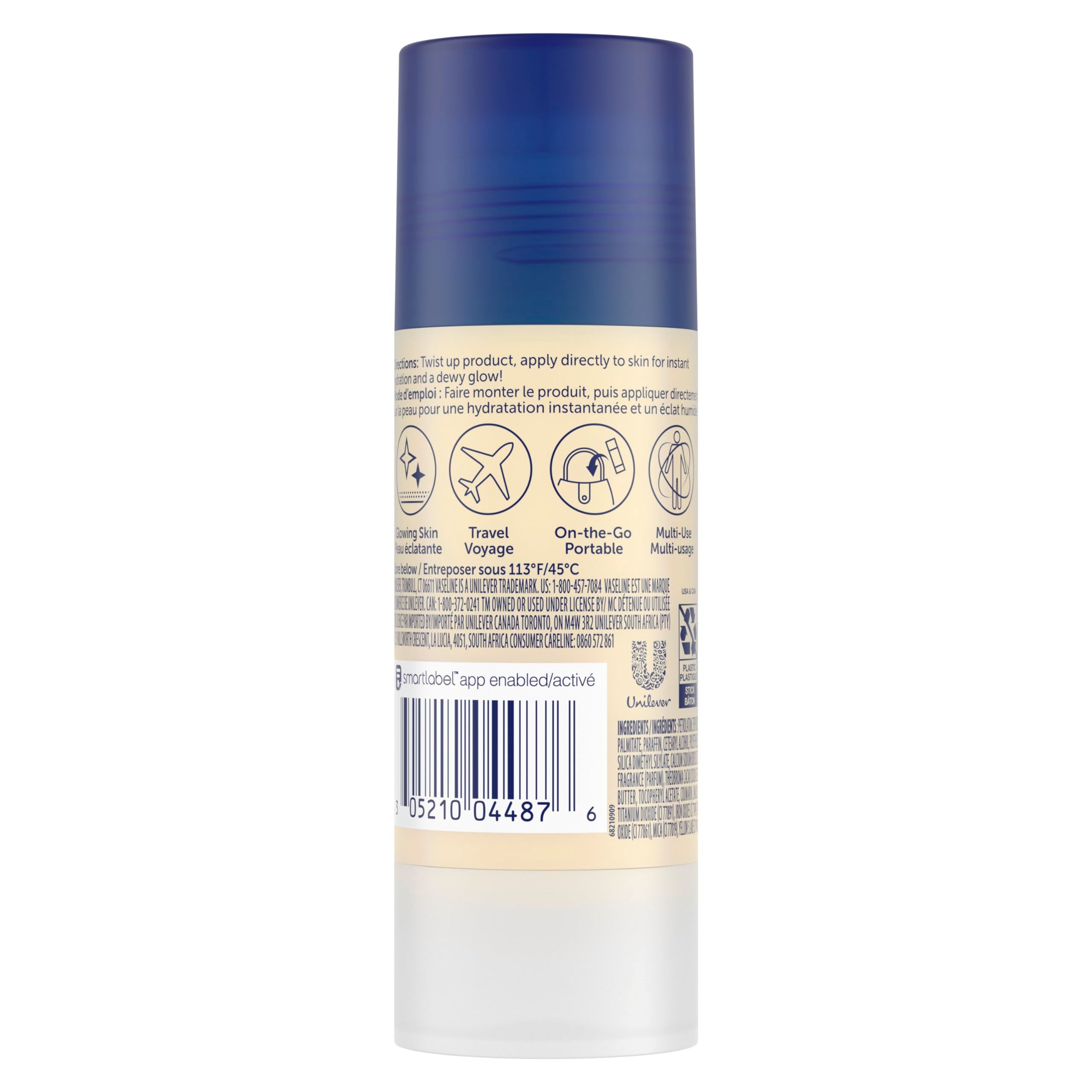 Vaseline Cocoa Shimmer Stick hidratación rápida para piel seca durante el día
