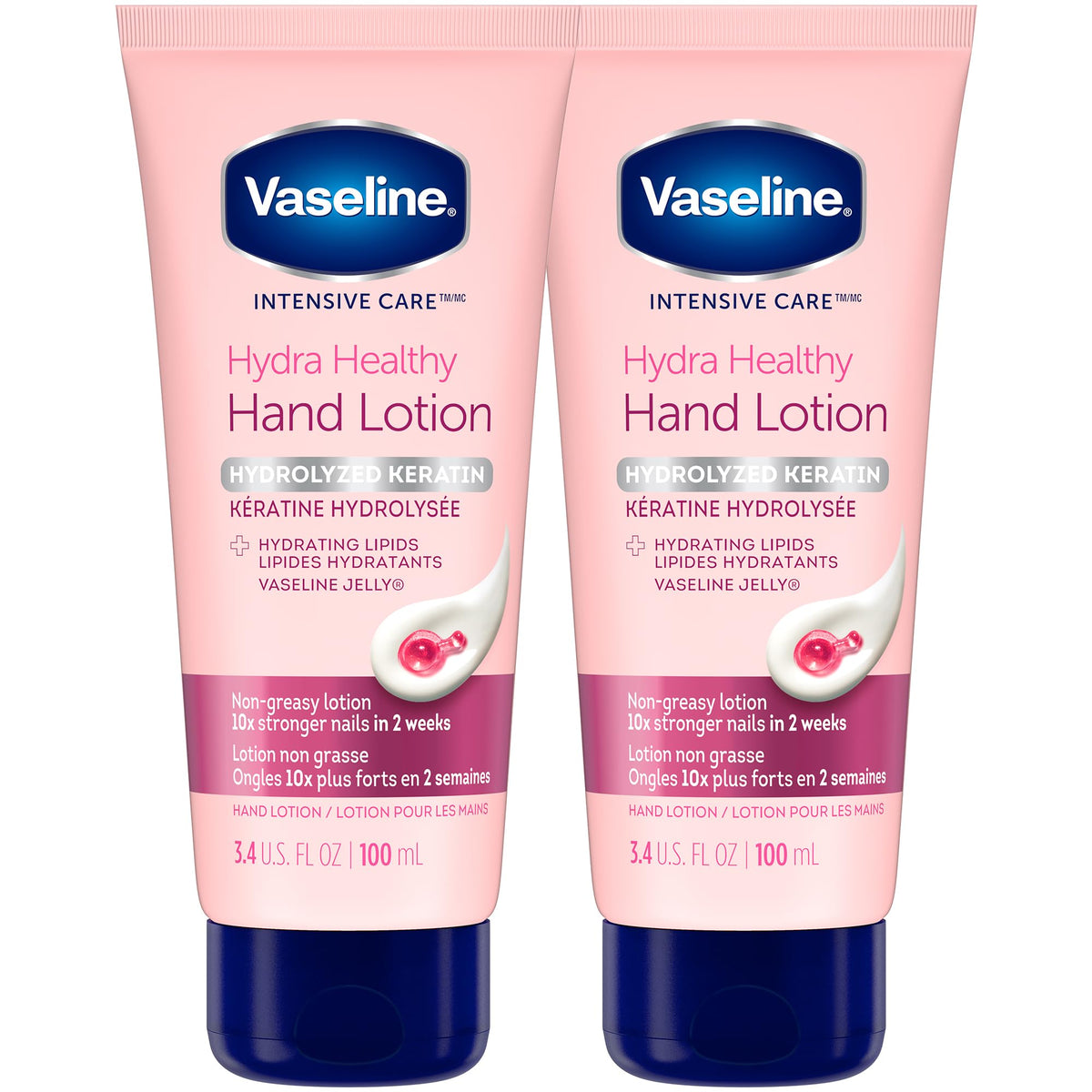 Vaseline Crema de Manos, textura ligera, absorción rápida para manos secas.