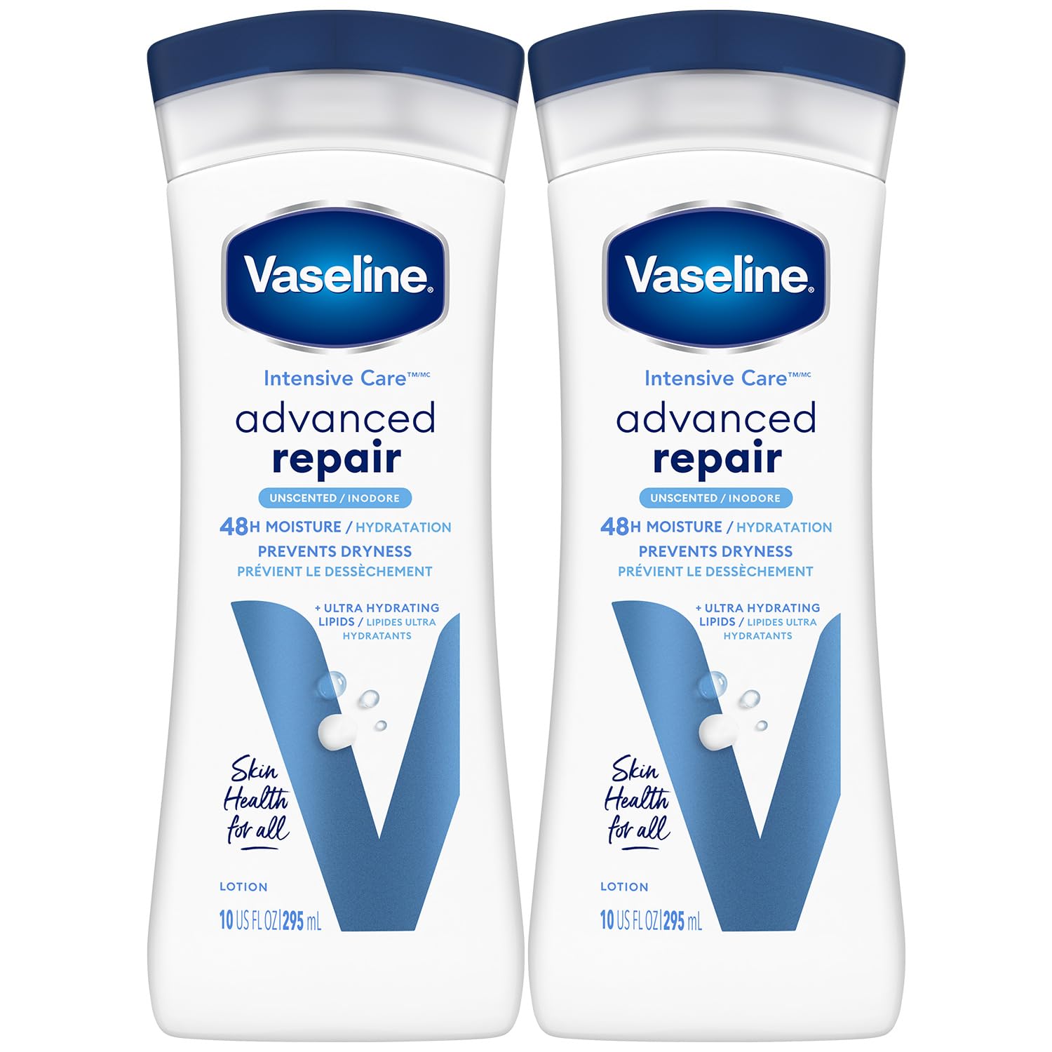 Vaseline Intensive Care Advanced Repair, botella de 10 onzas, hidratación rápida y no grasa.