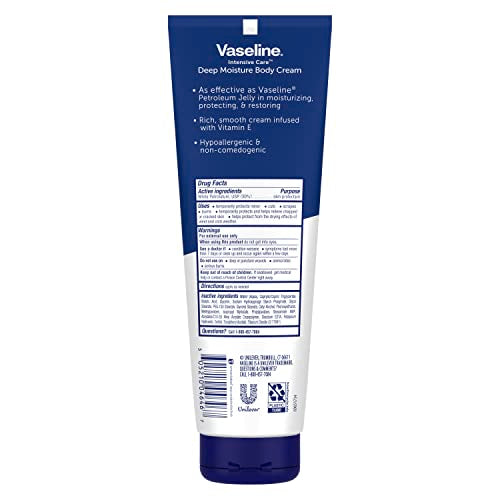 Close-up of Vaseline Deep Moisture label highlighting Vitamin E.