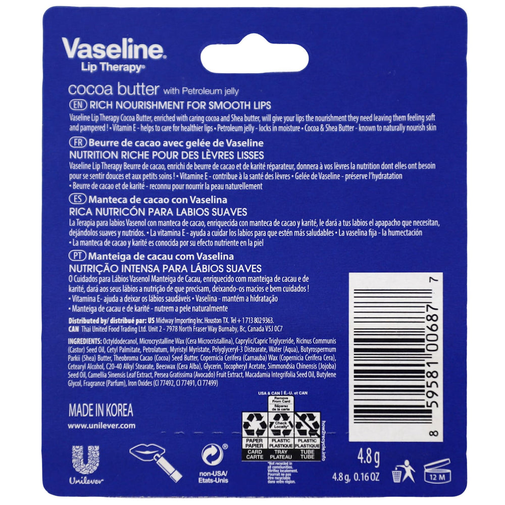 Vaseline terapia labial diseño práctico para uso diario.