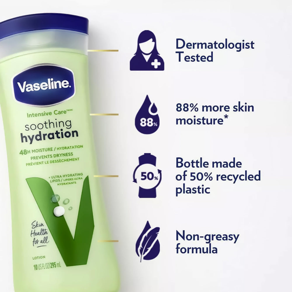 Vaseline Fragancia ligera de aloe, aroma limpio y refrescante.
