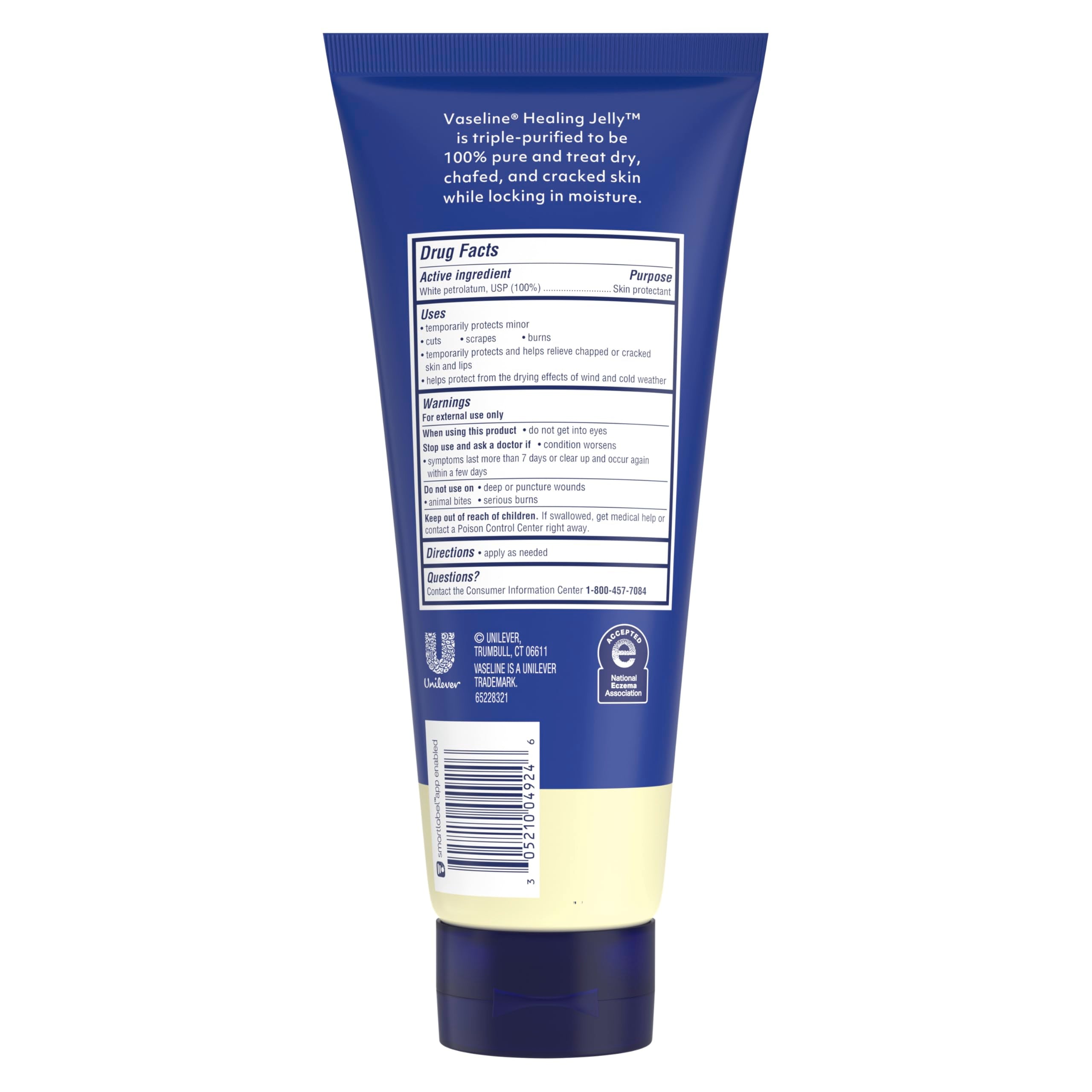 Vaseline Hand and Body Lotion Tube cap close-up with easy grip packaging