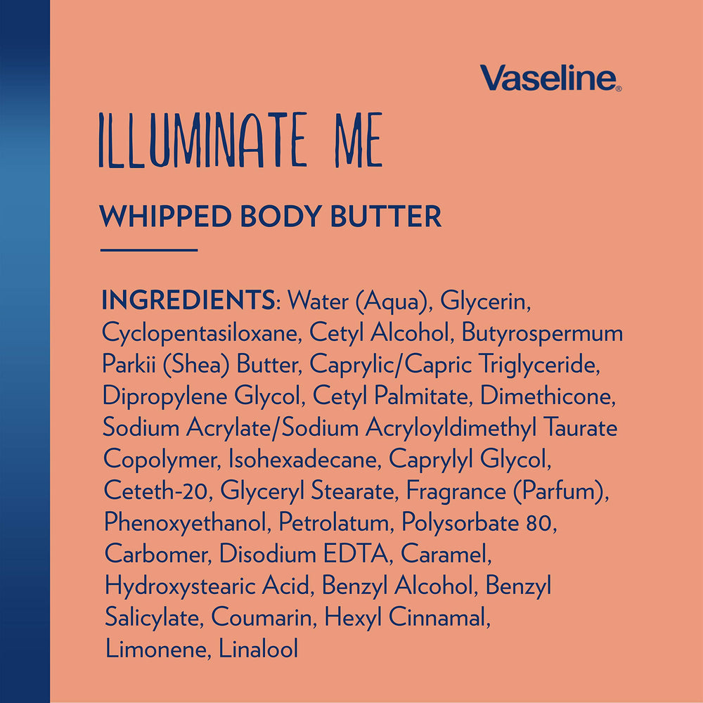 Vaseline Illuminate Me 24-hour moisture — long-lasting hydration.