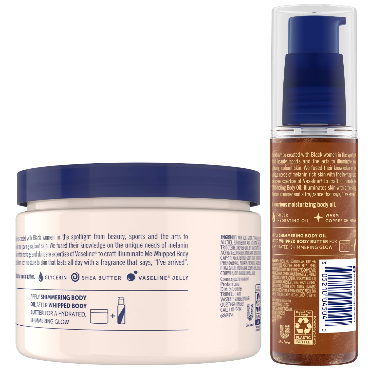 Vaseline Illuminate Me oil — copper shimmer adds radiant glow.