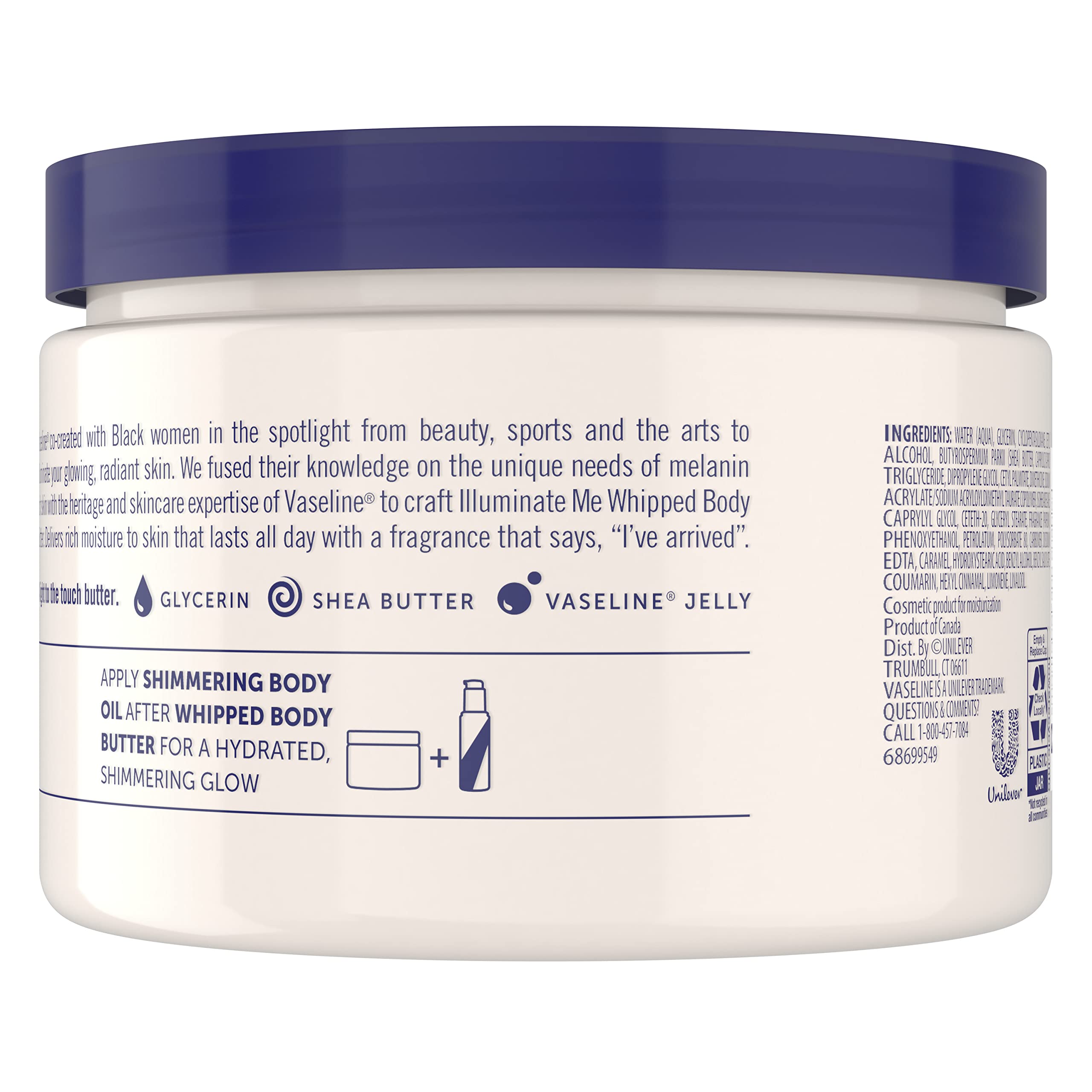 Applying Vaseline Illuminate Me whipped body butter for smooth, glowing skin