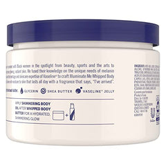 Vaseline Ilumina Me frasco y tapa en primer plano, fragancia cálida al aplicar.
