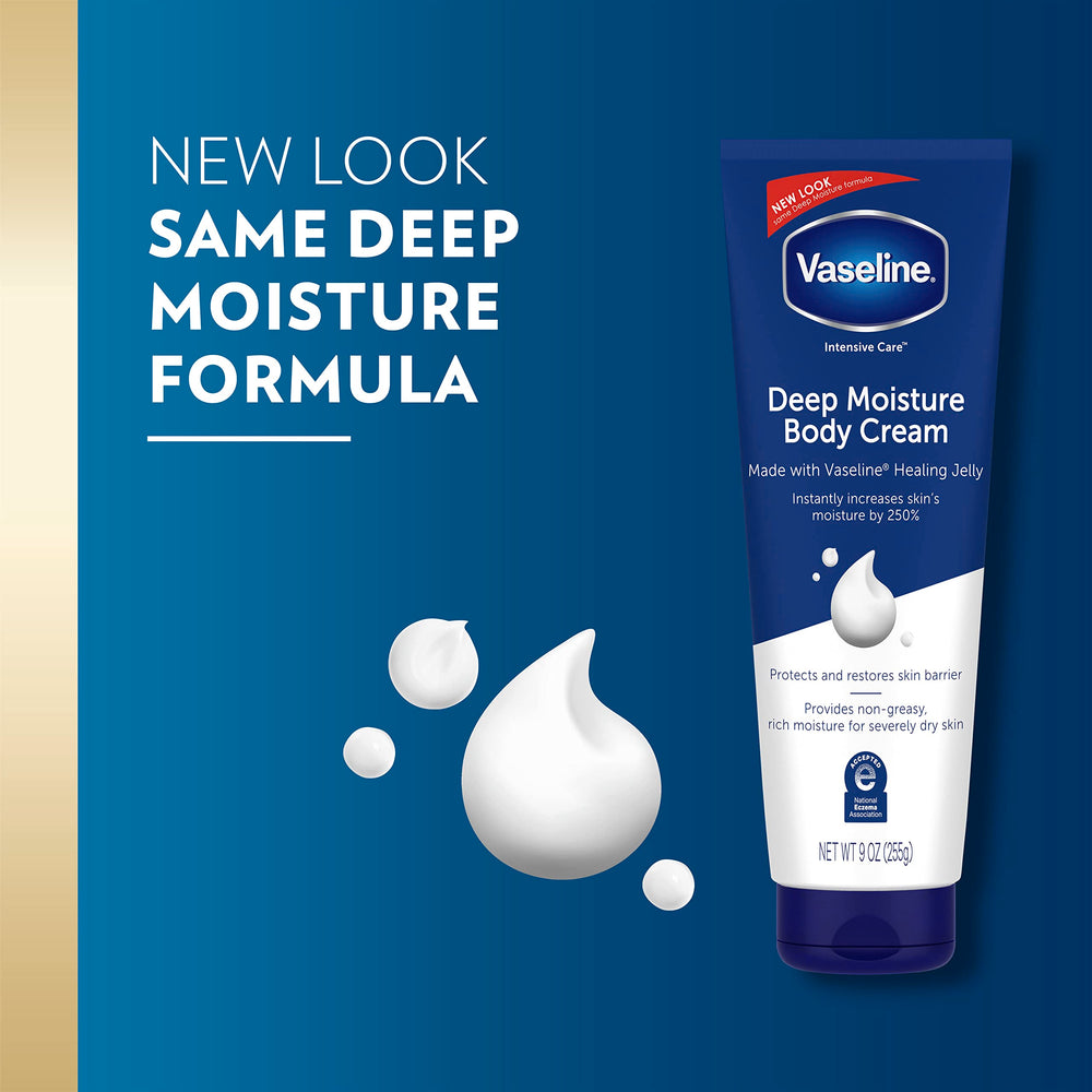 Four-pack Vaseline Intensive Care packaging emphasizes value and convenience.