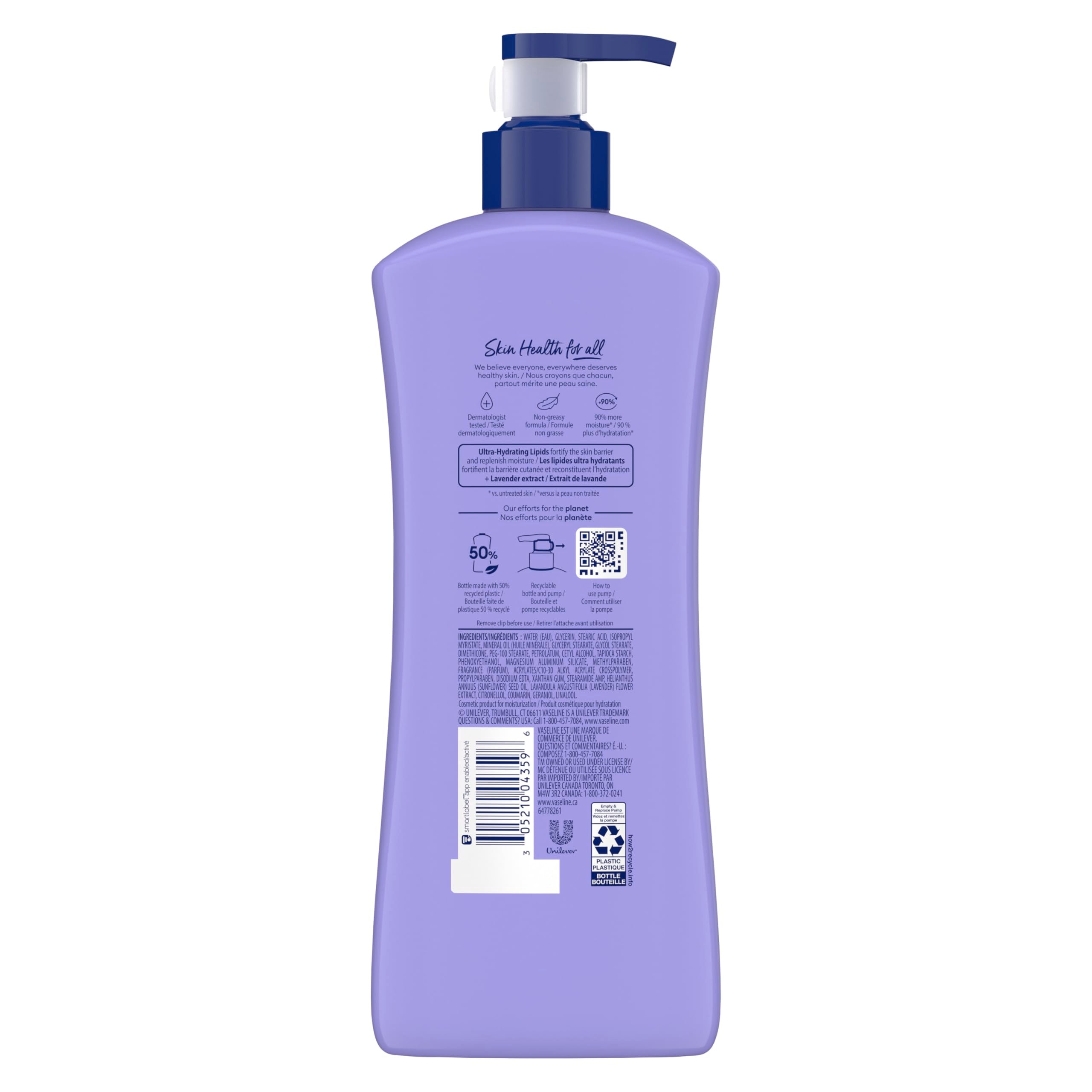 Vaseline Cuidado Intensivo Lavanda: ingredientes calmantes para la piel.