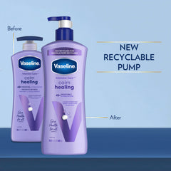 Textura rápida de absorción de Vaseline Calm para uso diario.