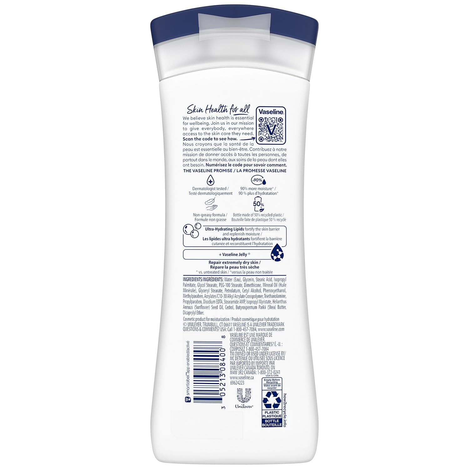 Vaseline Intensive Care, textura no grasa, uso diario en piel sensible.