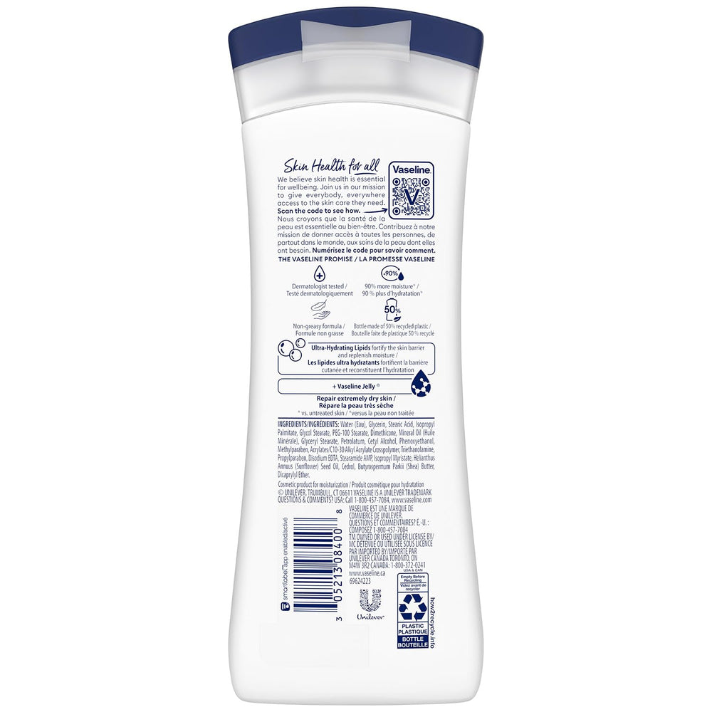 Vaseline Intensive Care, textura no grasa, uso diario en piel sensible.
