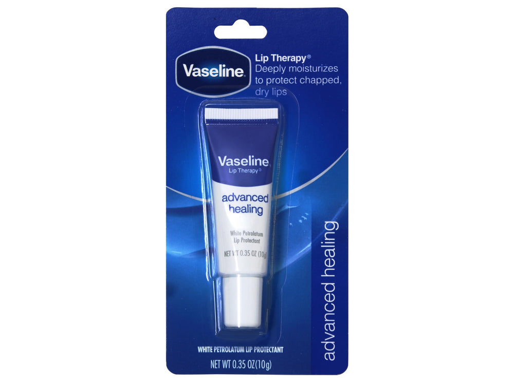 Bálsamo labial Vaseline Lip Therapy Avanzada, con dos barras visibles para usar en casa.