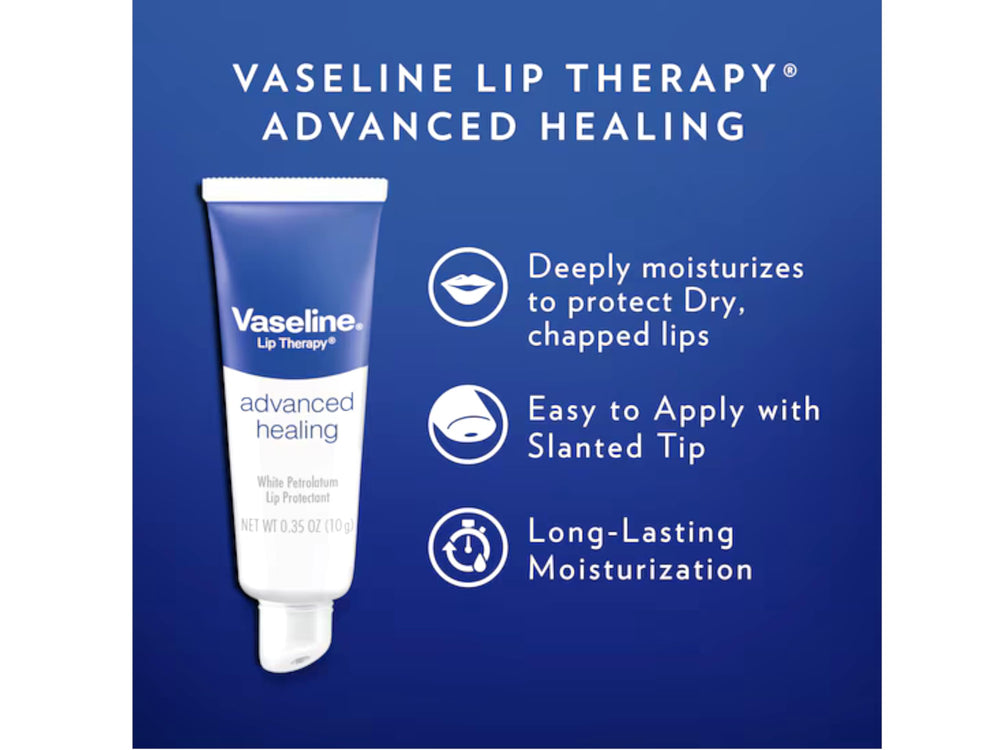 Envase portátil de Vaseline Lip Therapy Avanzada, fácil de guardar y usar durante el día.
