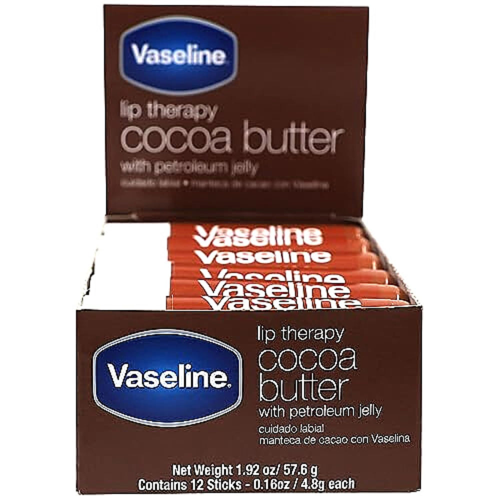 Vaseline Lip Therapy Cocoa en barra, hidratación suave para labios secos durante el día.