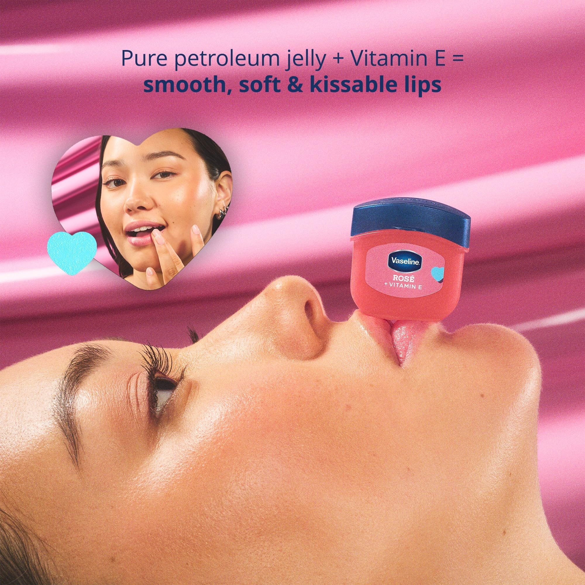 Vaseline Lip Therapy mini texture closeup showing glossy balm finish.