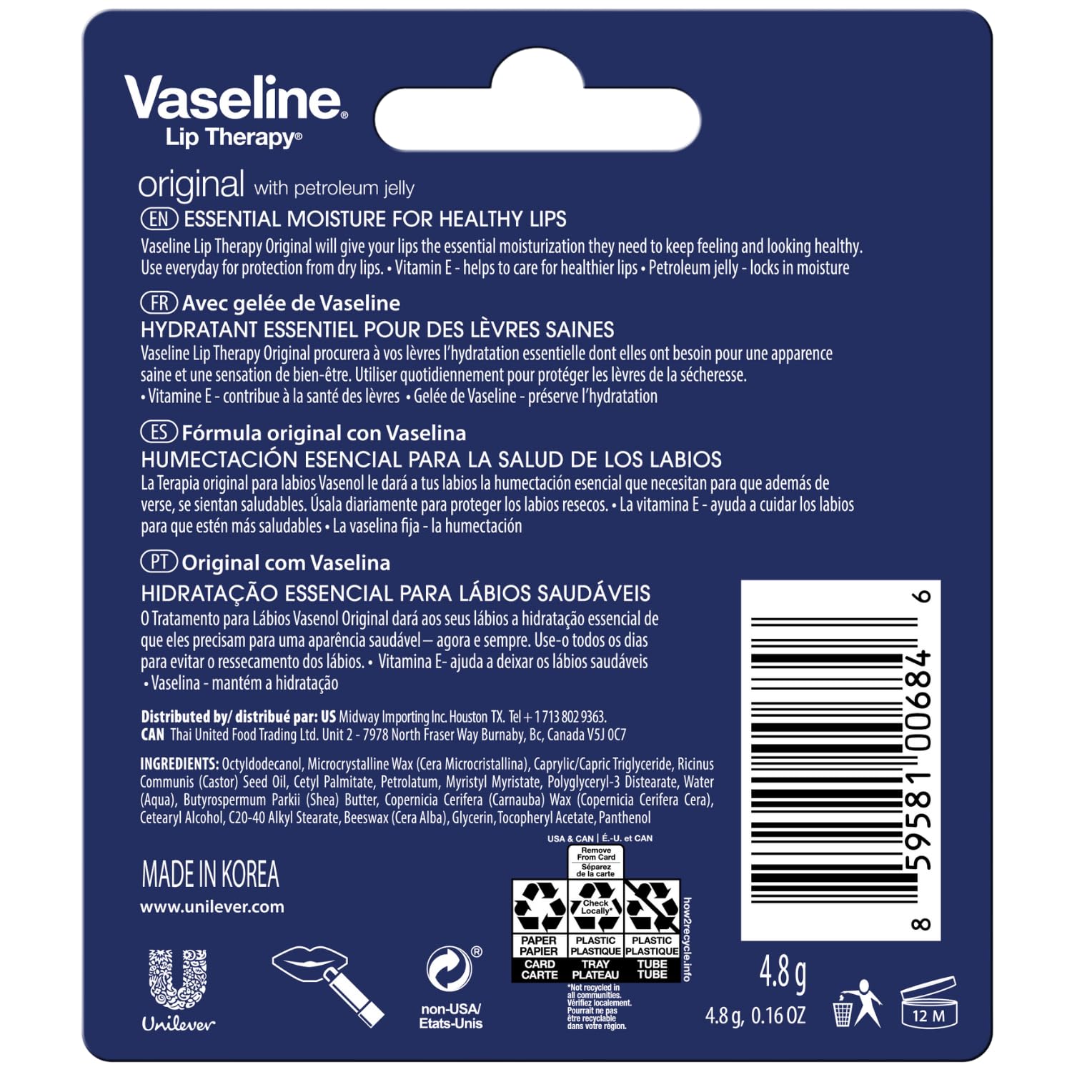 Bálsamo labial Vaseline Original, textura cremosa que facilita la aplicación