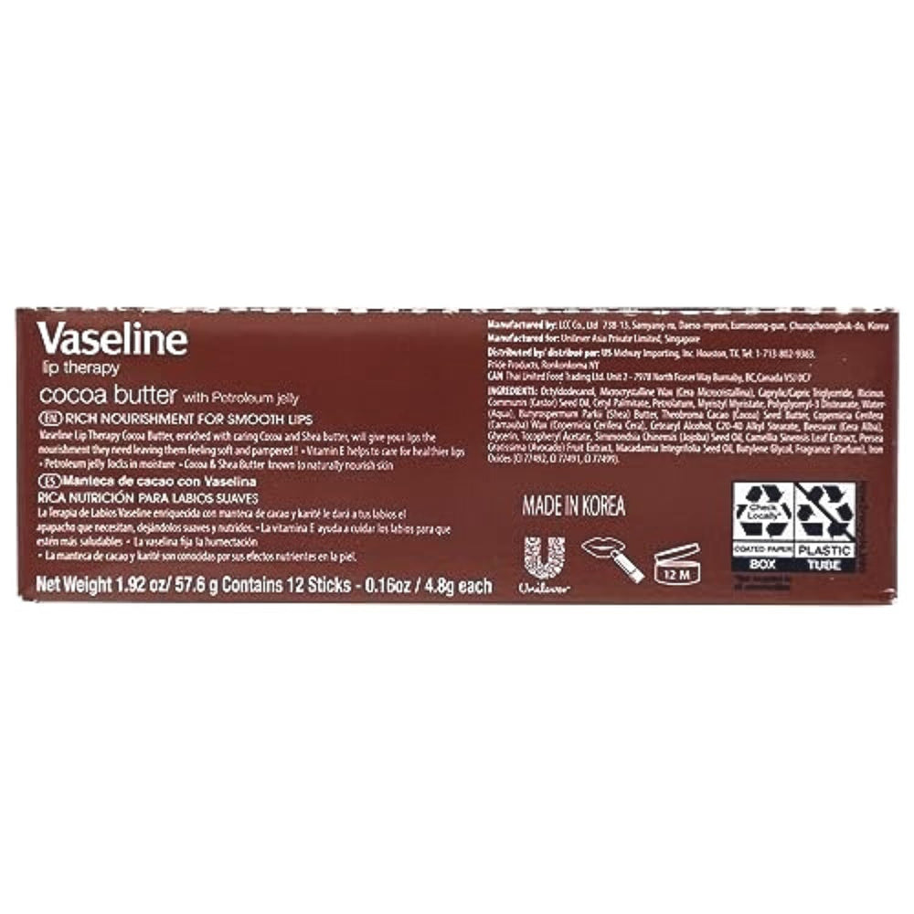 Vaseline Lip Therapy Original en barra, aplicación diaria para labios saludables.