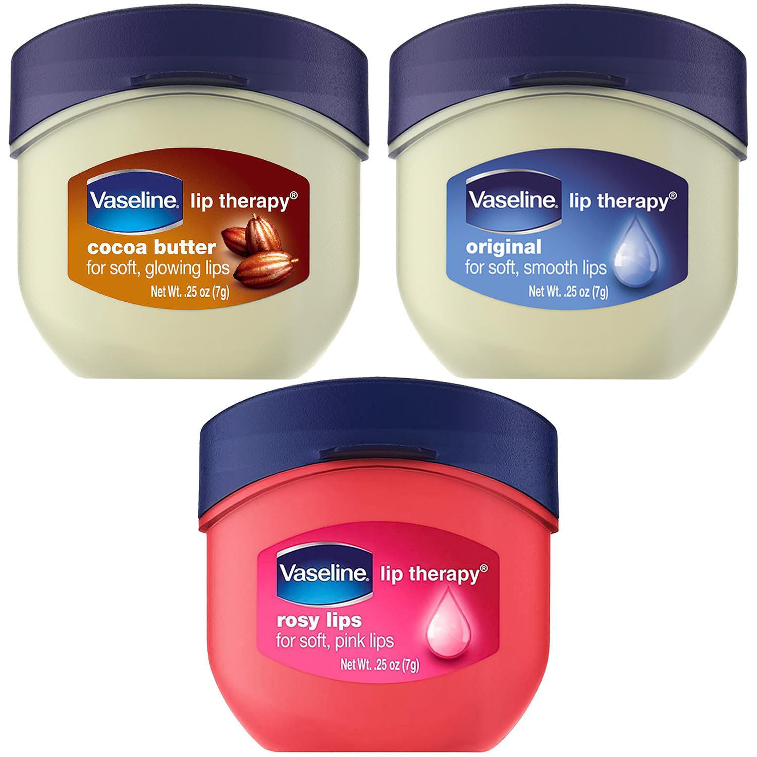 Vaseline Lip Therapy Original mini jar provides quick hydration for dry lips.