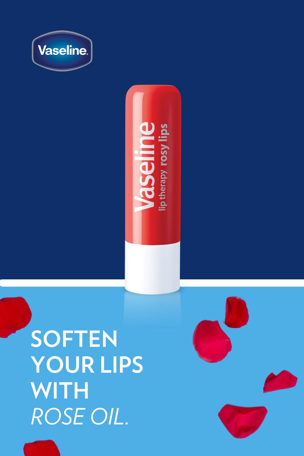 Vaseline Lip Therapy Original tube front view.