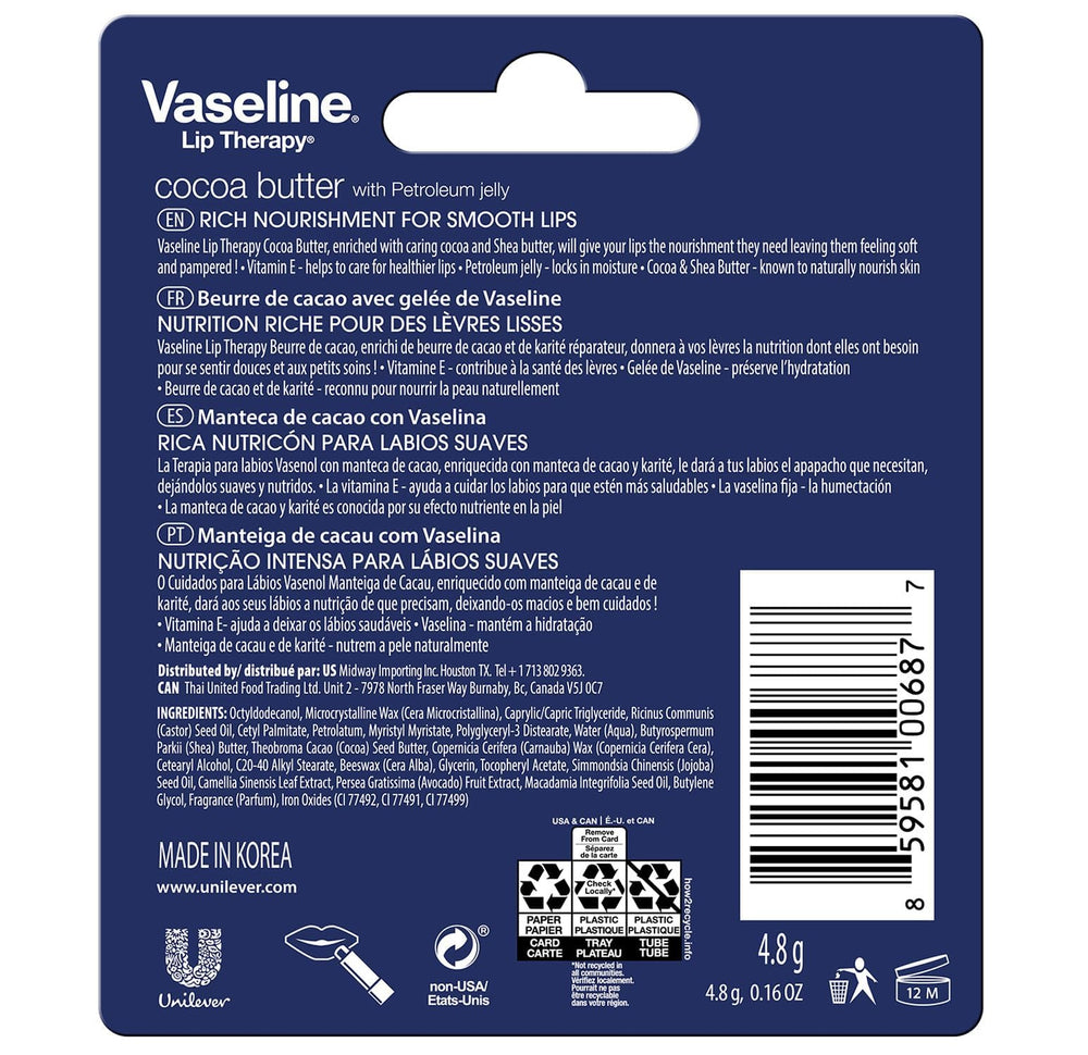 Vaseline Lip Therapy pack 6, hidratacion portable para labios.