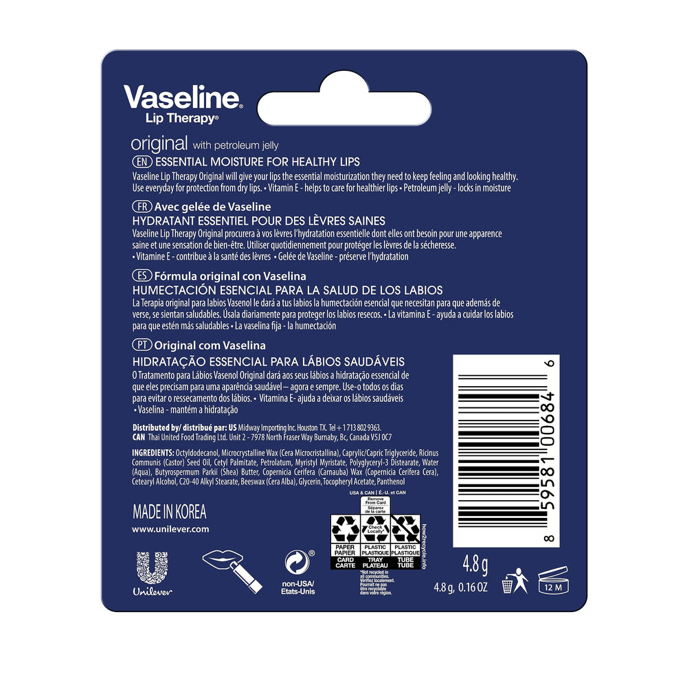 Vaseline Lip Therapy Pocket Size Stick fits in a pocket for on-the-go care