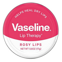 Vaseline Lip Therapy Rosy Lips Tin on lips with lasting hydration and pink tint