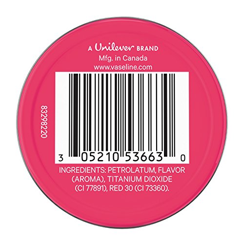 Vaseline Lip Therapy tin open showing glossy balm for dry lips relief