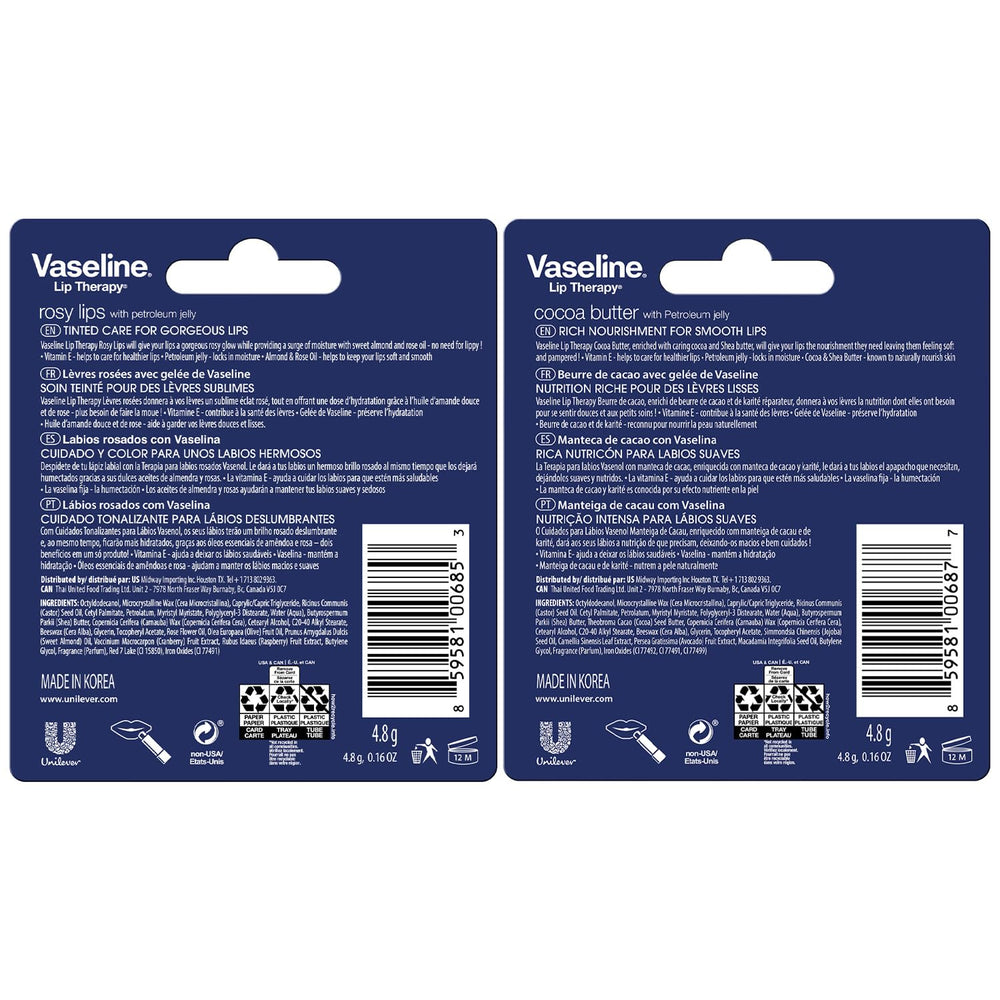 Vaseline Lip Therapy Manteca de cacao: humectante duradero para labios