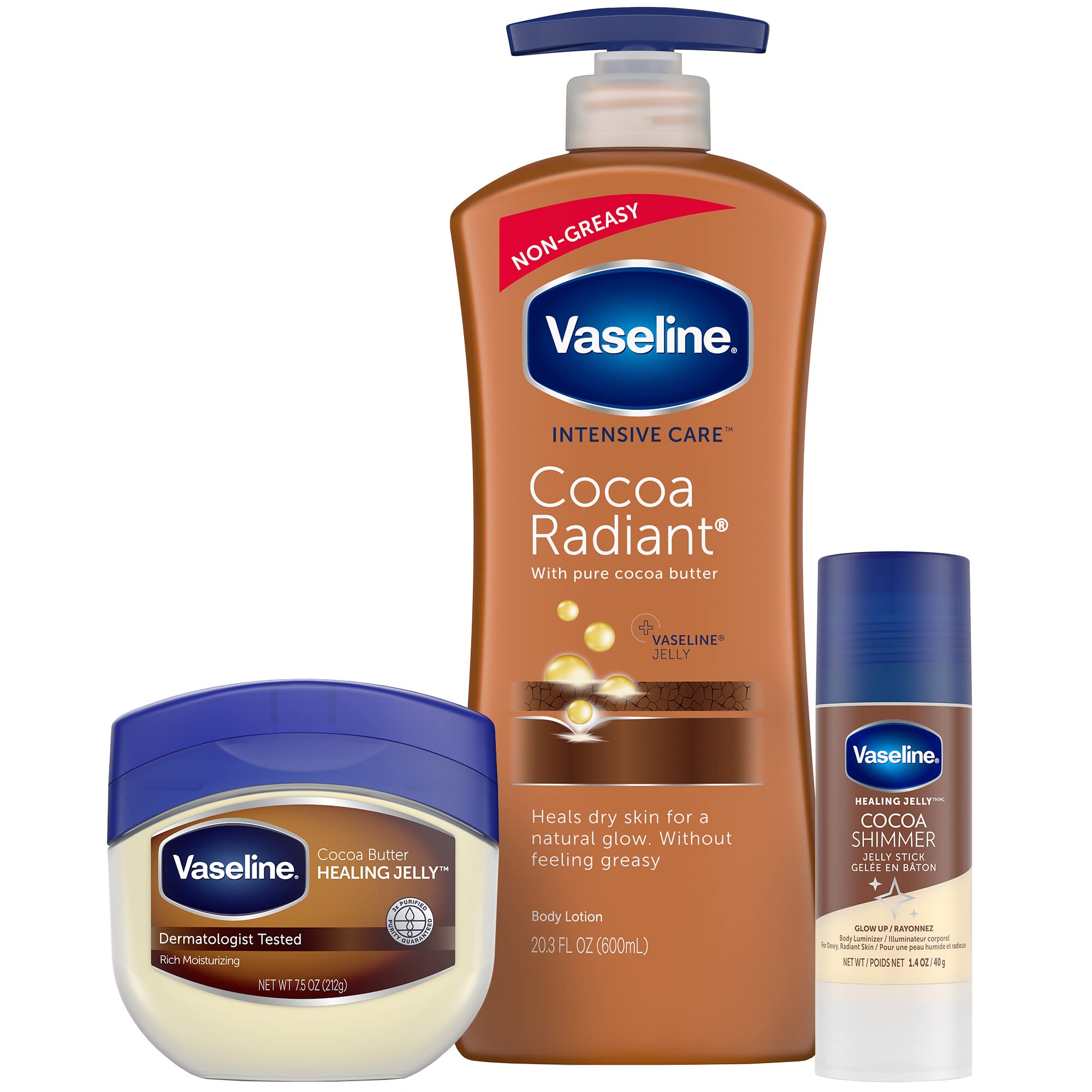 Vaseline Loción cacao radiante: hidratación diaria para piel seca sin grasa.