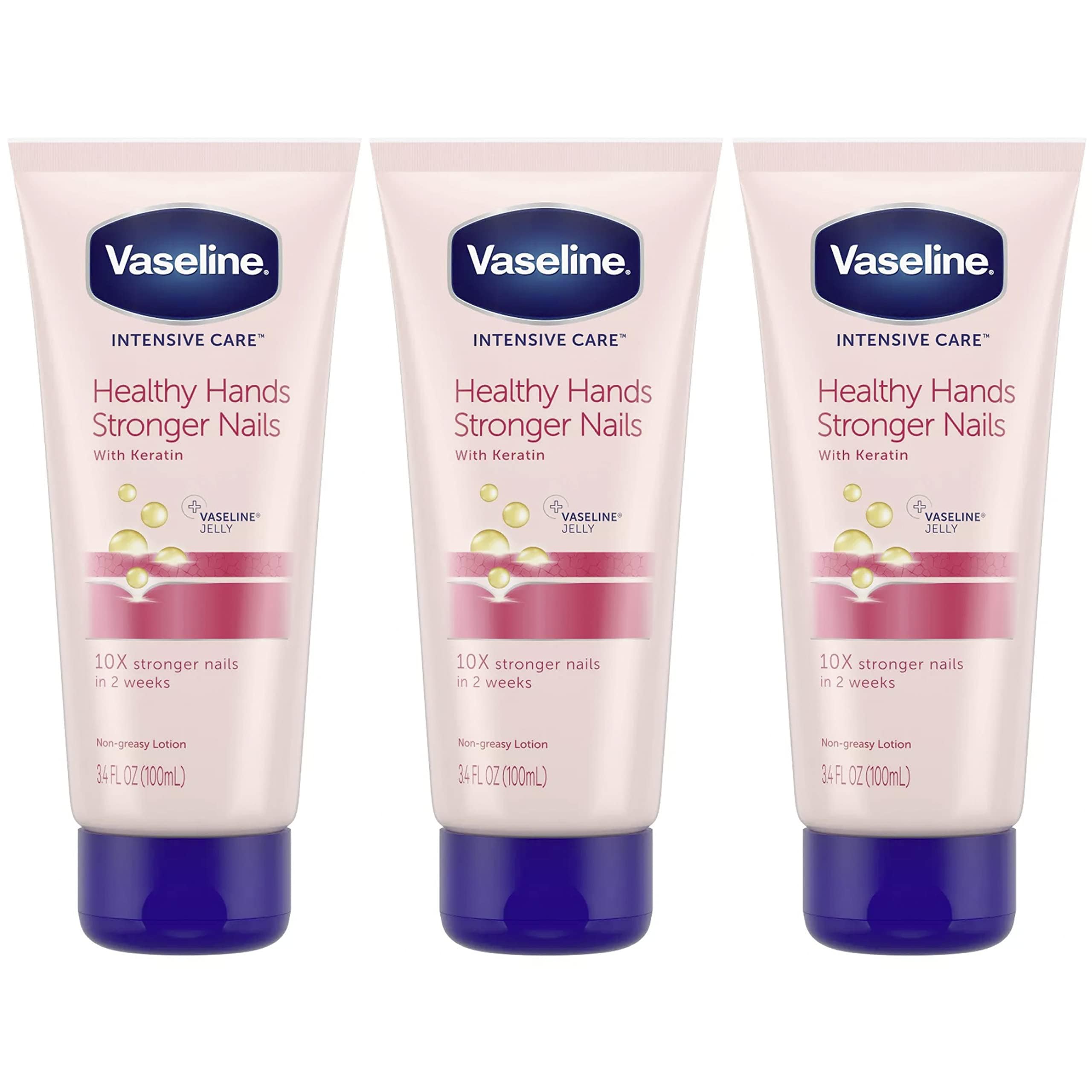 Vaseline Loción Manos Keratina Pack 3, cuidado suave para manos y cutículas