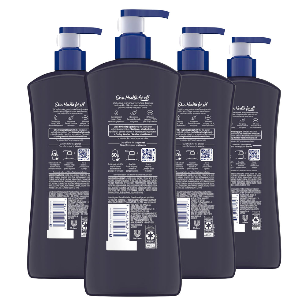 Vaseline Men cooling hydration application on palm showing quick absorption