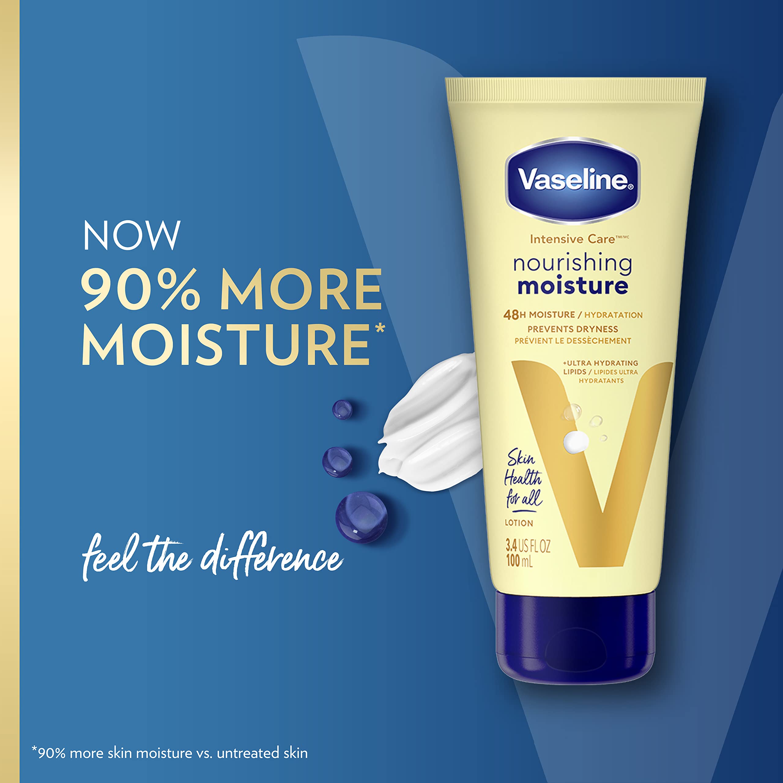 Vaseline Nourishing Moisture on dry skin visual illustrating deep hydration