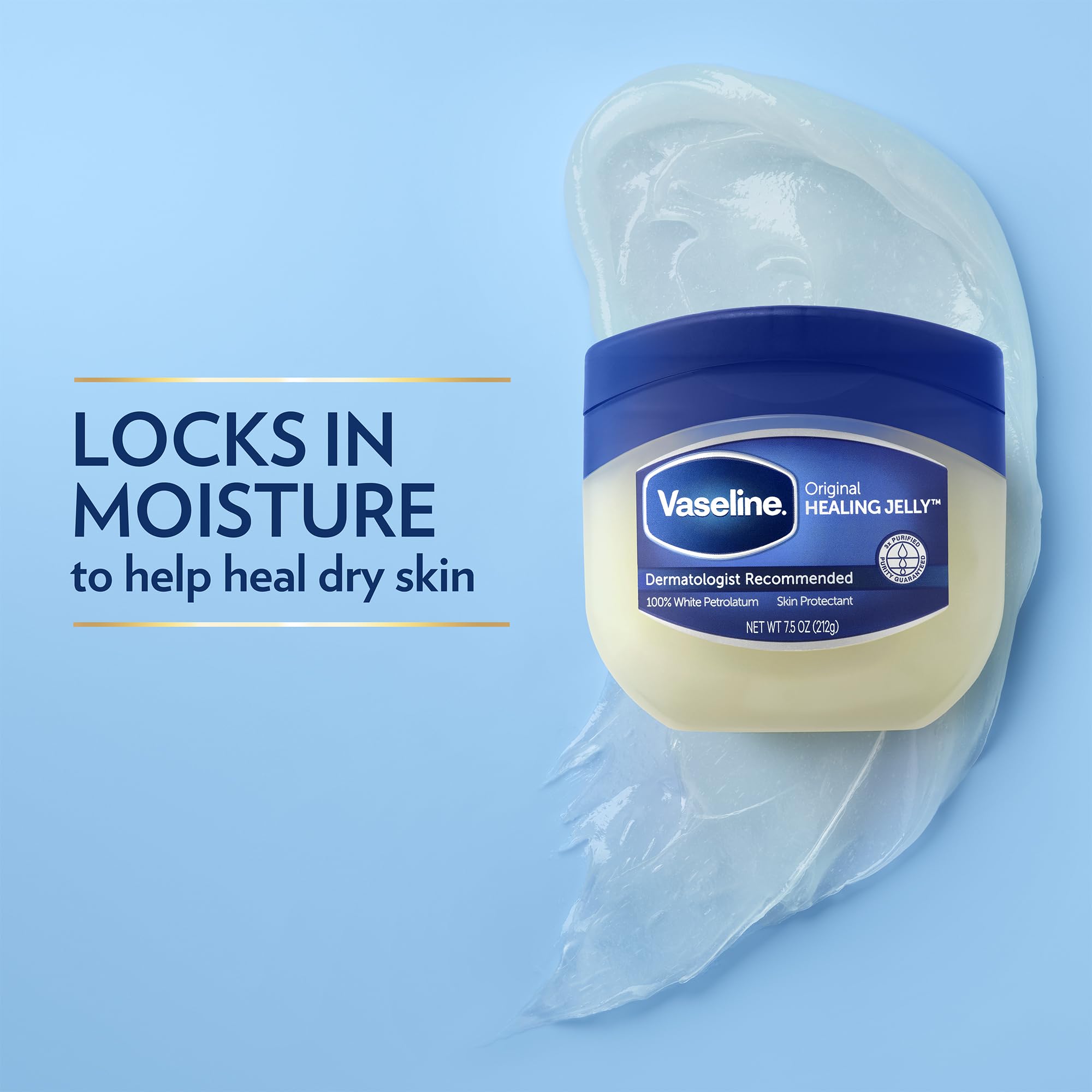 Vaseline Original softens lips and nourishes daily.