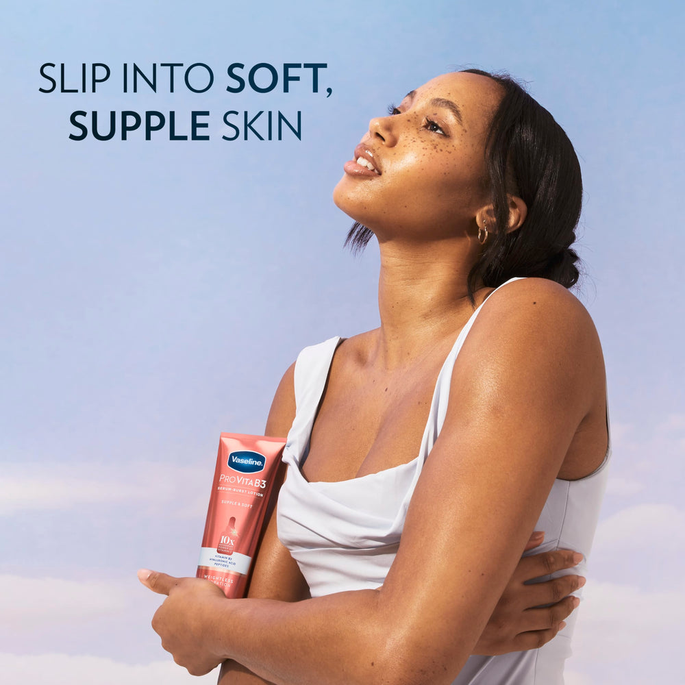 Detalle del frasco de Vaseline Pro VitaB3 Serum Burst Lotion