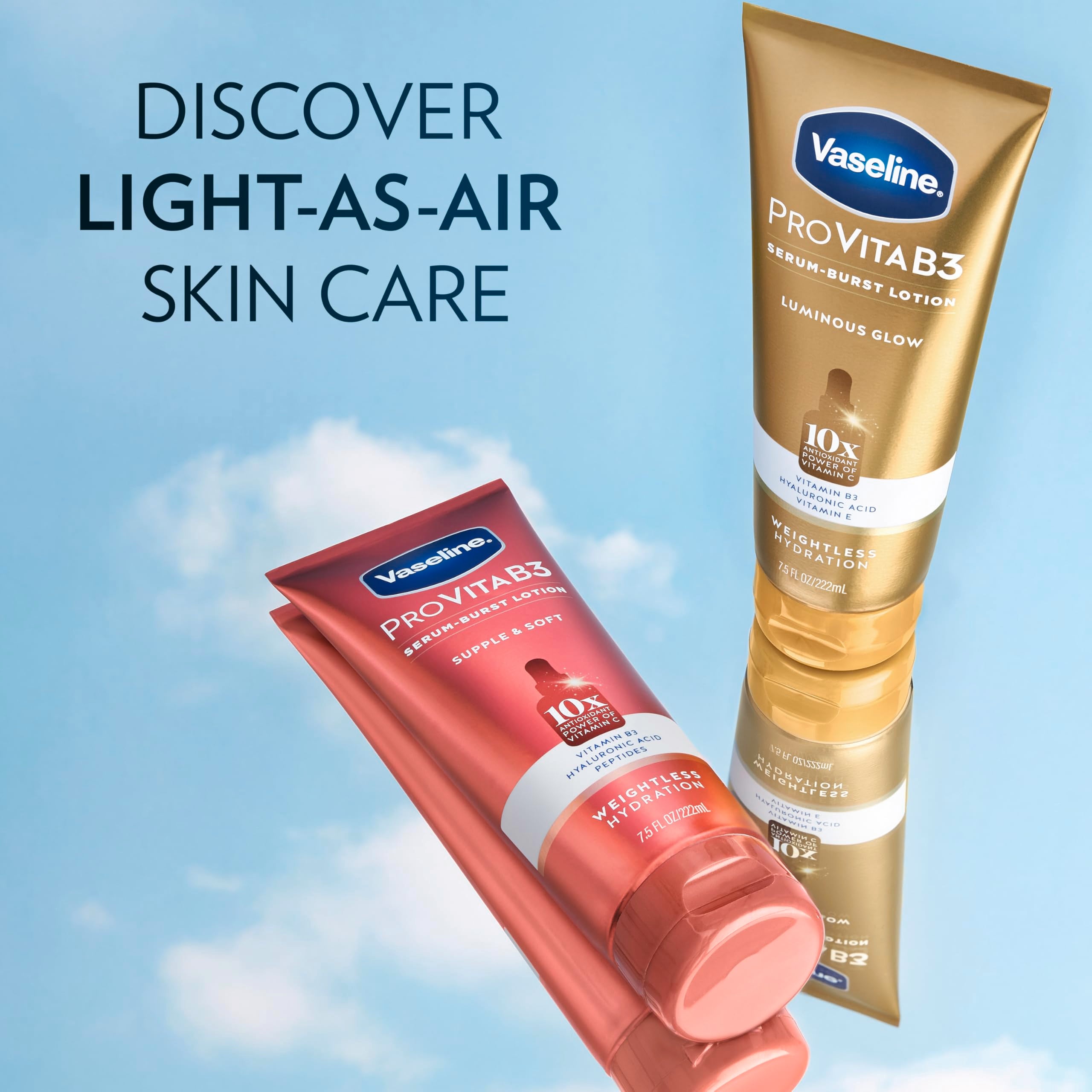 Vaseline Pro VitaB3 Serum Burst Lotion Niacinamide supports radiant, even-toned skin.