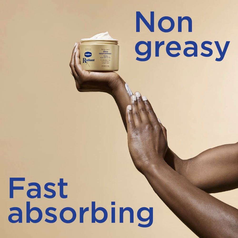 Vaseline Radiant X con vitamina C y péptidos para piel luminosa.