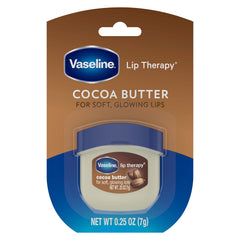 Bálsamo labial Vaseline terapia cacao manteca, empaque portátil para retoques rápidos.