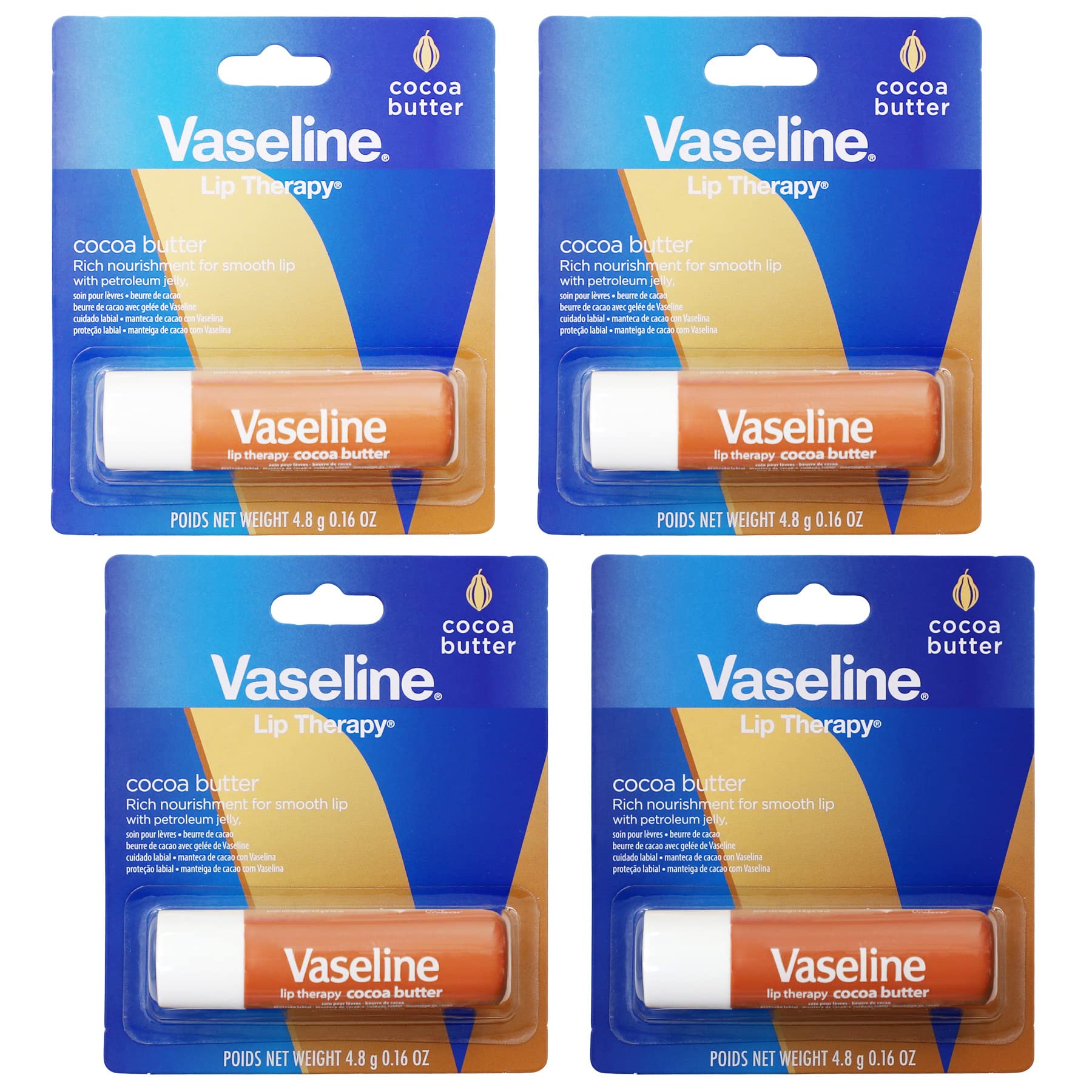 Vaseline terapía labial con manteca de cacao para hidratación duradera.
