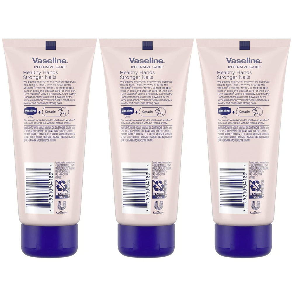 Tubo de Vaseline Loción Manos Keratina para viaje, hidratación diaria