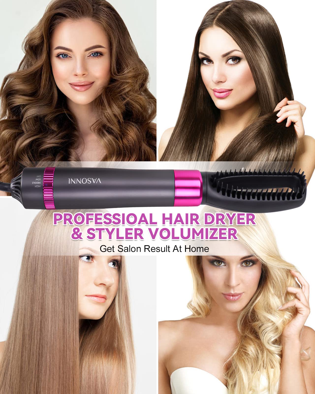 Versatile styling with VASONNI to create salon-like finishes at home.